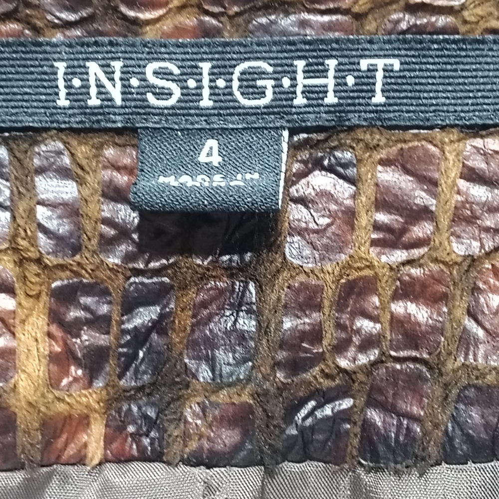 Insight Women's Cropped Faux-Croc Leather Jacket in Brown - Picture 4 of 8
